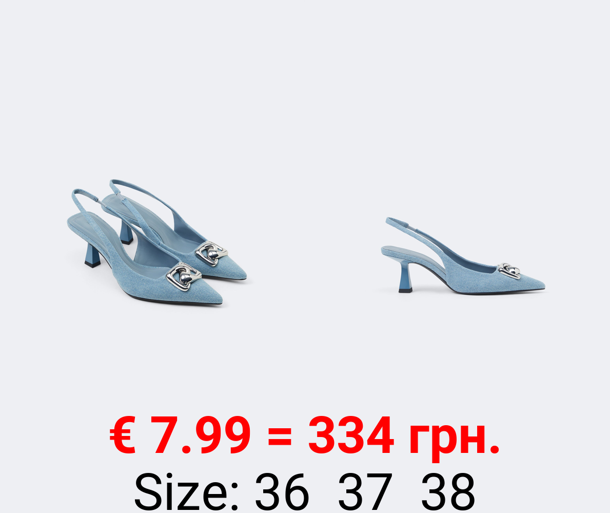 High-heel denim shoes