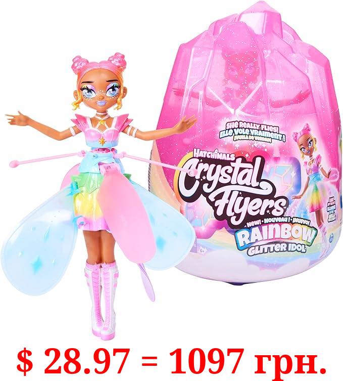 Hatchimals Pixies, Crystal Flyers Rainbow Glitter Idol Magical Flying Toy Doll with Lights, Girls Gifts, Kids Toys for Girls Ages 6 and up