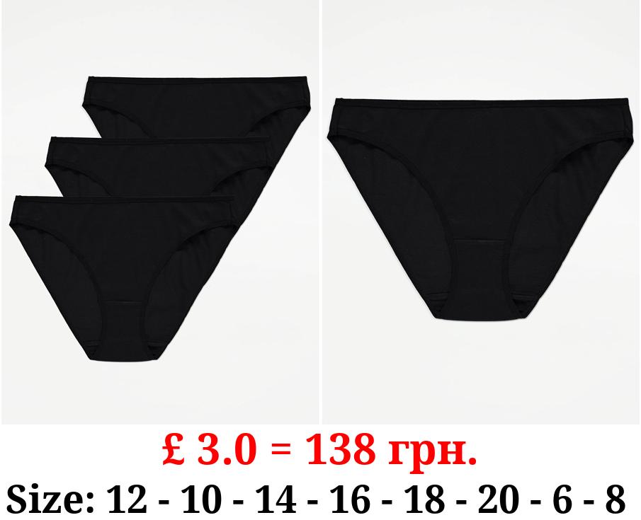 Black High Leg Briefs 3 Pack