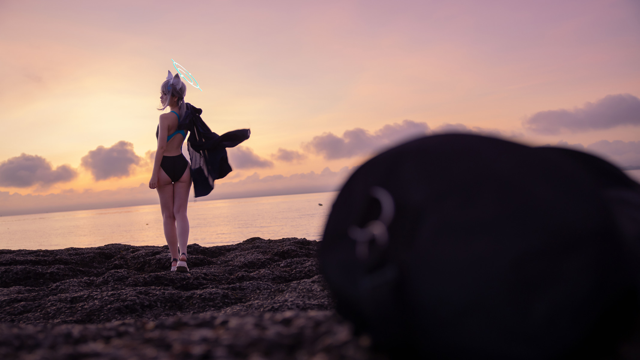 Cosplay G44不会受伤 碧蓝档案 砂狼白子泳装 11