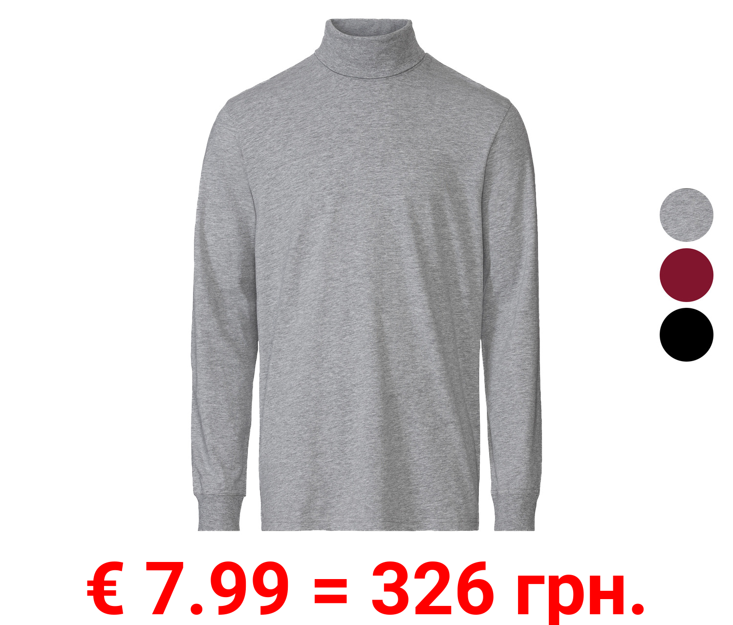 LIVERGY® Herren Rollkragenshirt, hoher Baumwollanteil