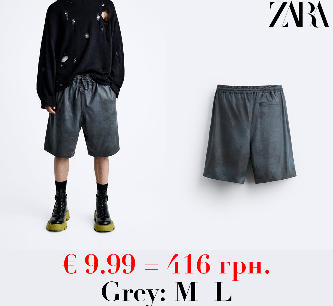 FADED FAUX SUEDE BERMUDA SHORTS