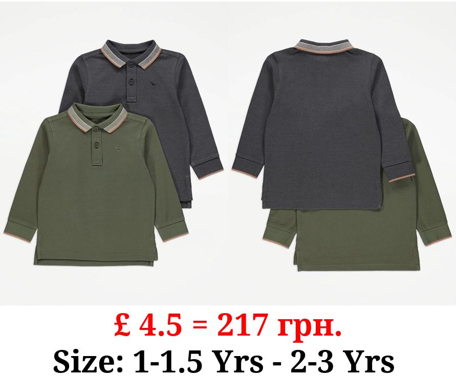 Long Sleeve Polo Tops 2 Pack