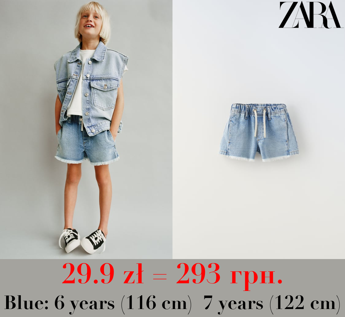 FRAYED DENIM BERMUDA SHORTS
