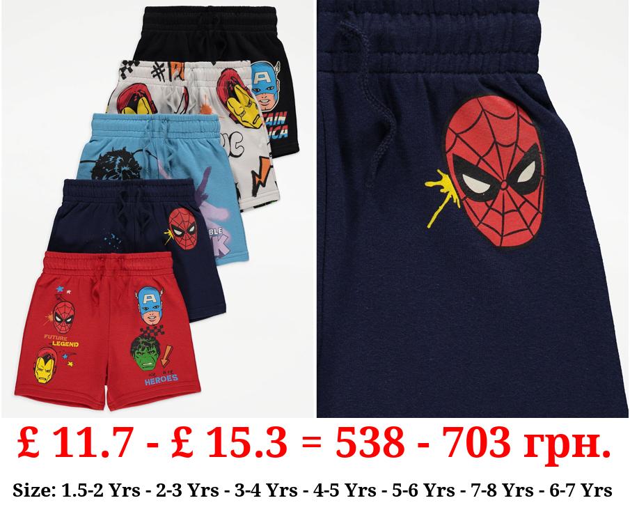 Marvel Character Print Shorts 5 Pack