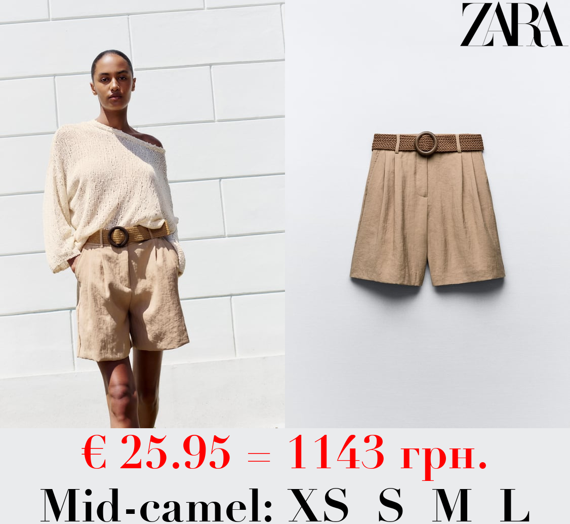 DARTED BERMUDA SHORTS WITH BELT