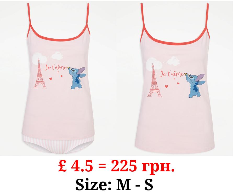 Disney Lilo and Stitch Eiffel Tower Cami Top and Short Knickers Set