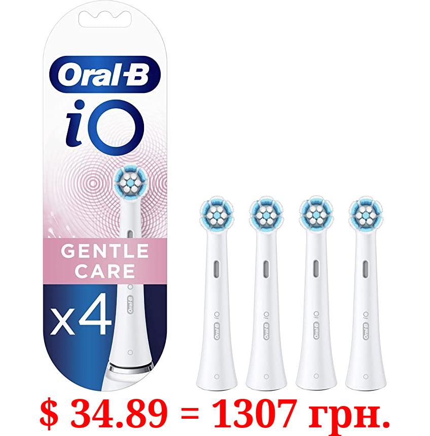 Oral-B iO Gentle Care Electric Toothbrush Head, Twisted & Angled Bristles for Deeper Plaque Removal, Pack of 4, Suitable for Mailbox, White
