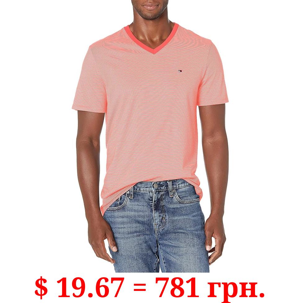 Tommy Hilfiger Men's Short Sleeve Striped V-Neck Cotton T-Shirt