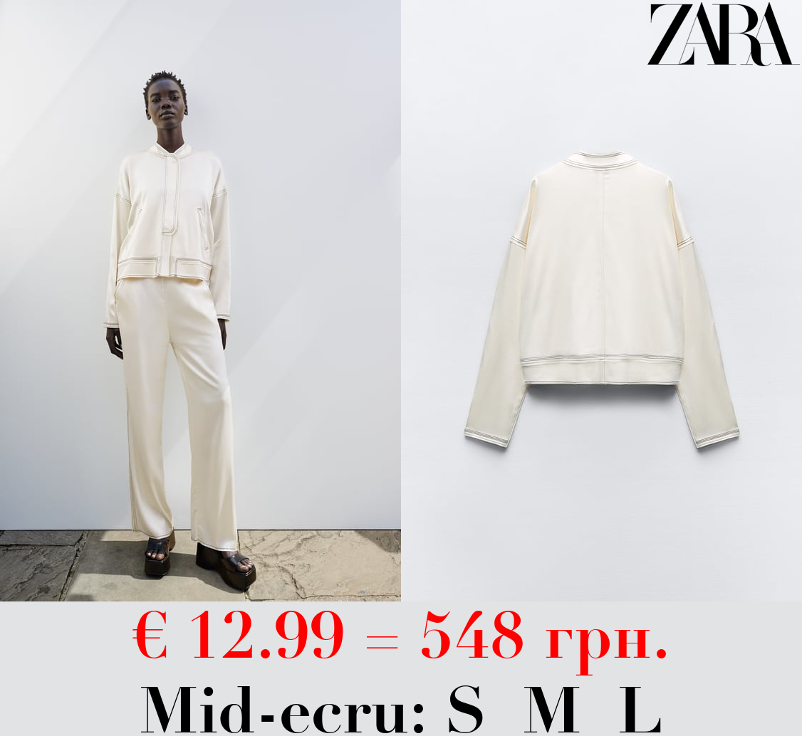 SATIN BOMBER JACKET WITH TOPSTITCHING