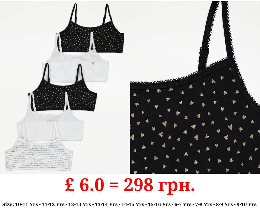 Strappy Glitter Heart Crop Tops 5 Pack
