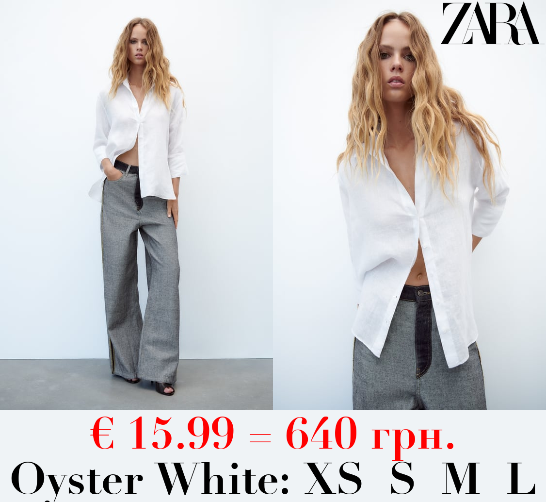 LINEN SHIRT WITH AN ASYMMETRIC HEM