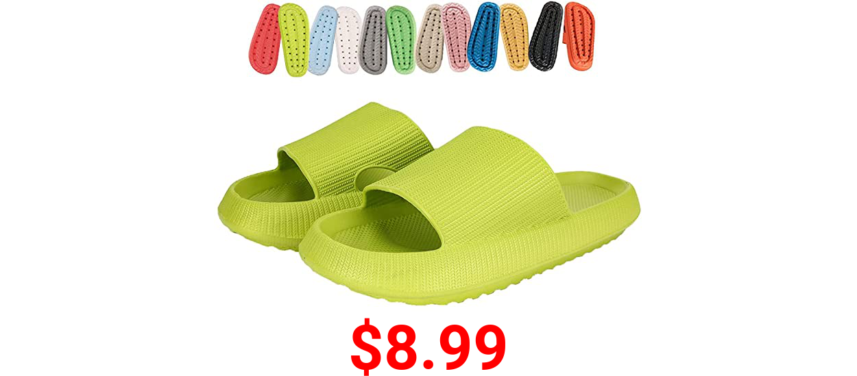 Platform Pillow slippers for Men Women ，Lightweight Open Toe Shower Shoes ，Women's Comfort Cloud Slides Sandals ，Flat Sandals Summer