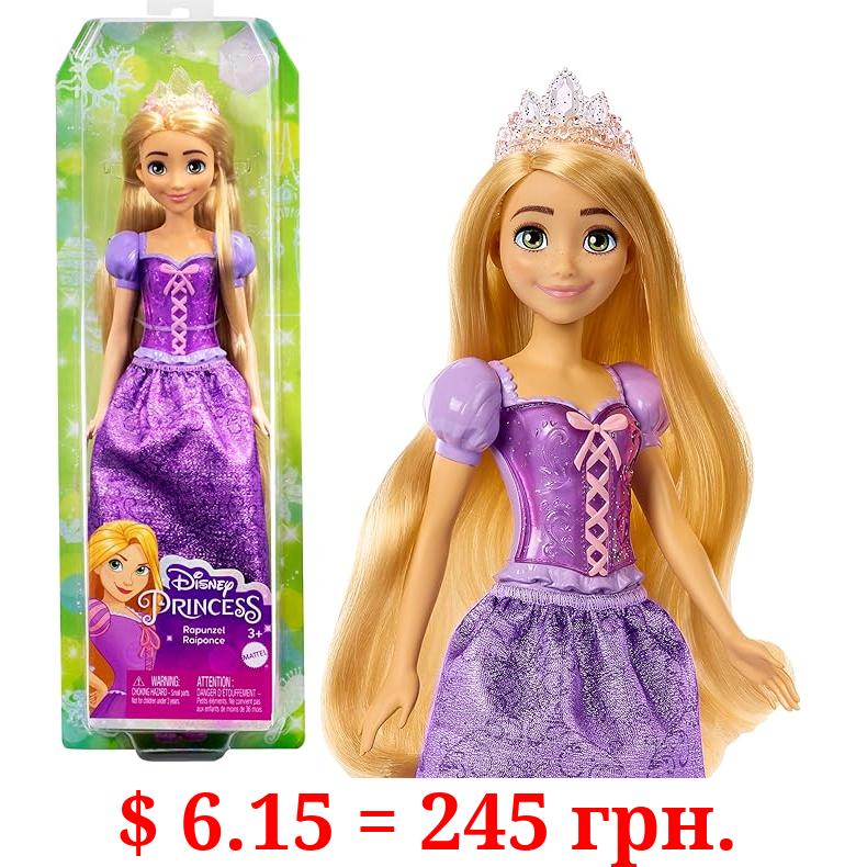 Mattel Disney Princess Rapunzel Fashion Doll, Sparkling Look with Blonde Hair, Blue Eyes & Tiara Accessory