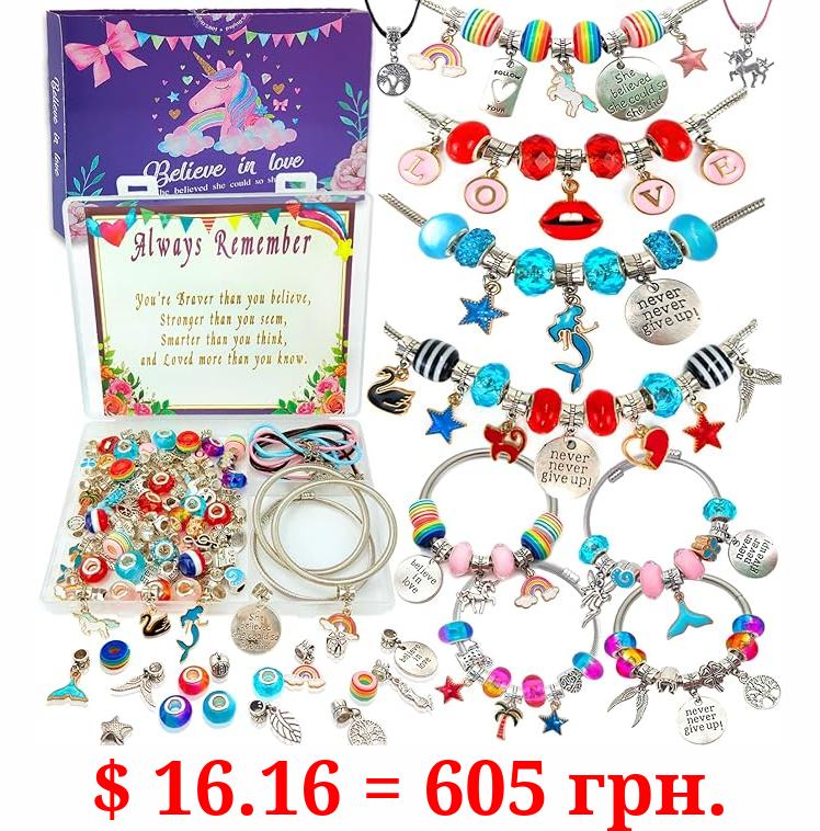 BDBKYWY Charm Bracelet Making Kit Unicorn Mermaid | adamsbargainshop.com
