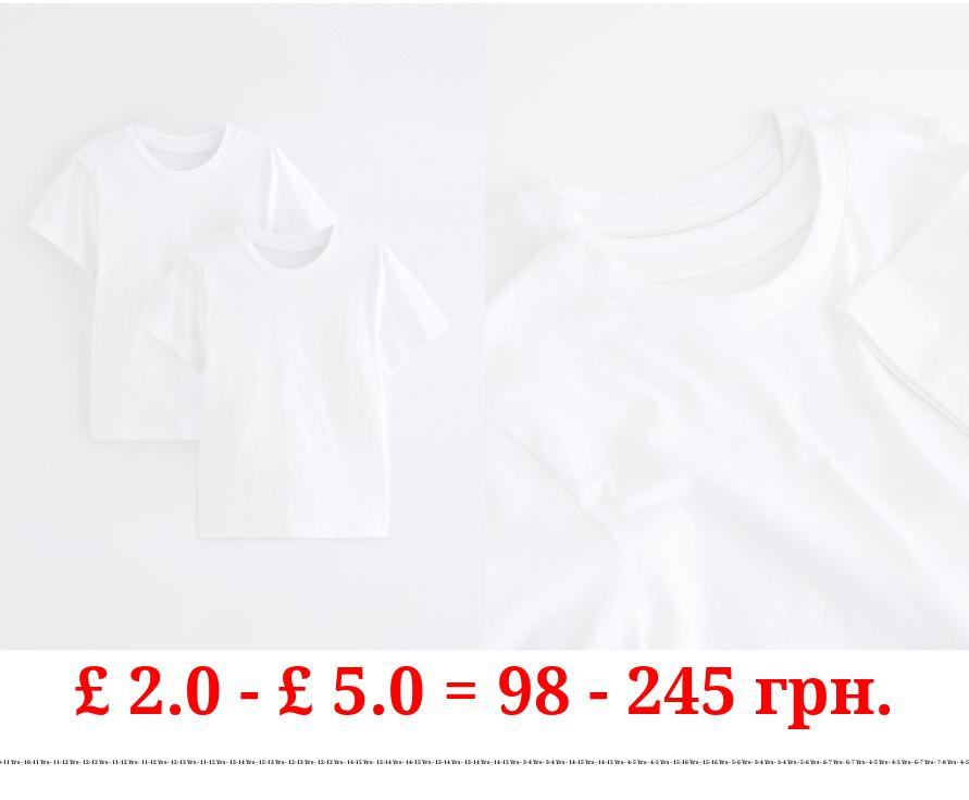 White Crew Neck School T-Shirt 2 Pack