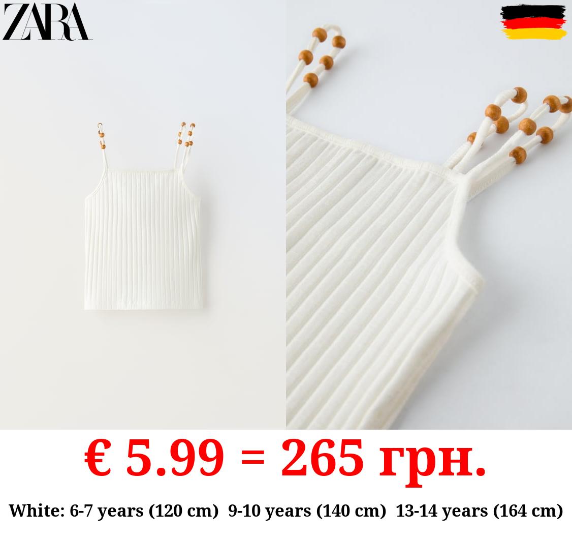 RIBBED TOP WITH BEADED STRAPS