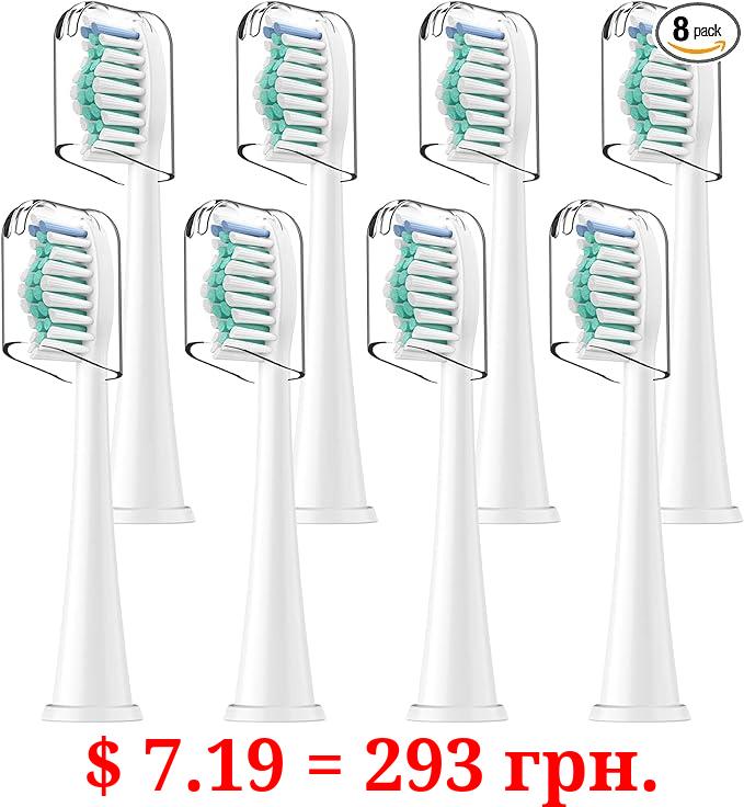 Toothbrush Heads for Philips Sonicare Replacement Brush Heads with Protective Cover Soft Dupont Bristles Electric Toothbrush Replacement Heads for Oral Health, 8 Pack
