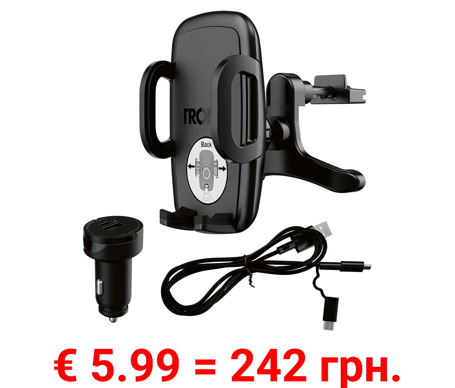 TRONIC® Kfz-Smartphone Halterung »TKHU 2 A2«, USB, mit Smart-Fast-Charge-Funktion