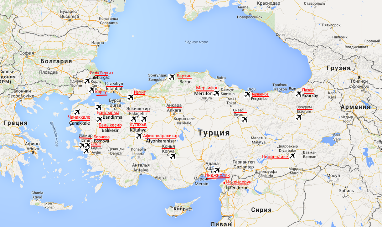 Оффлайн карты турции. База НАТО В Турции Инджирлик на карте.