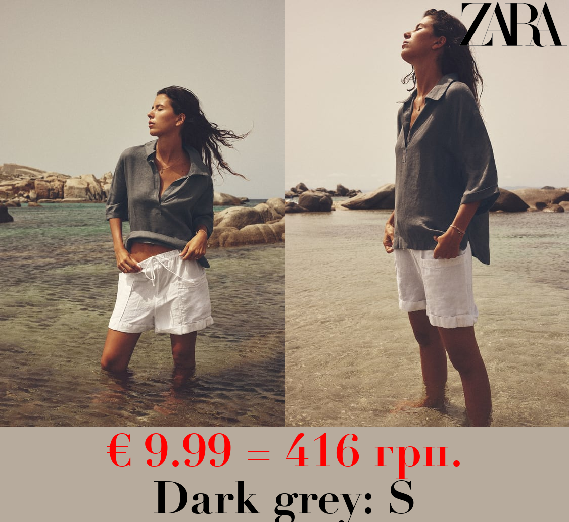 LINEN POLO COLLAR BLOUSE