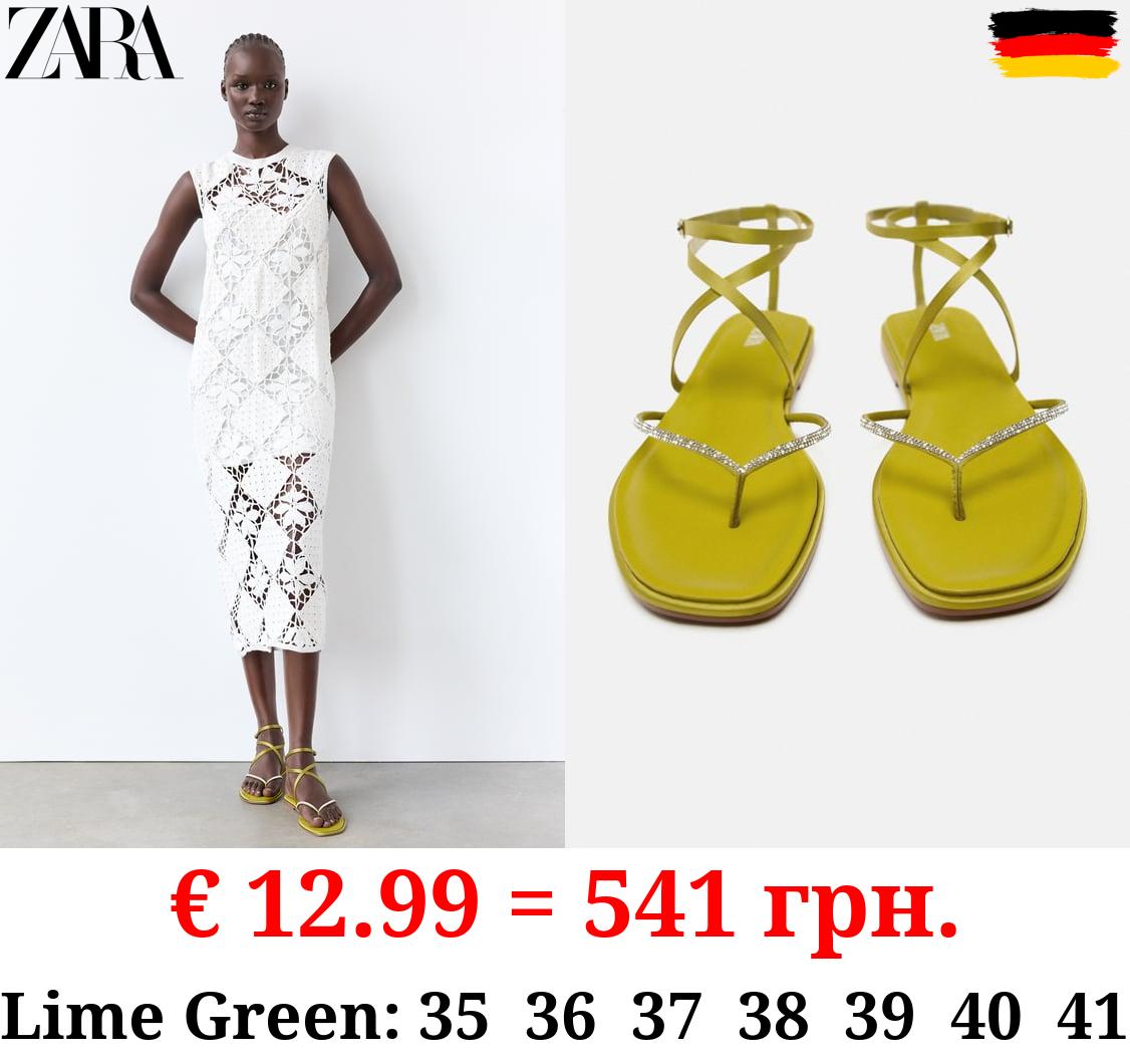 FLAT SLIDER SANDALS WITH RHINESTONES