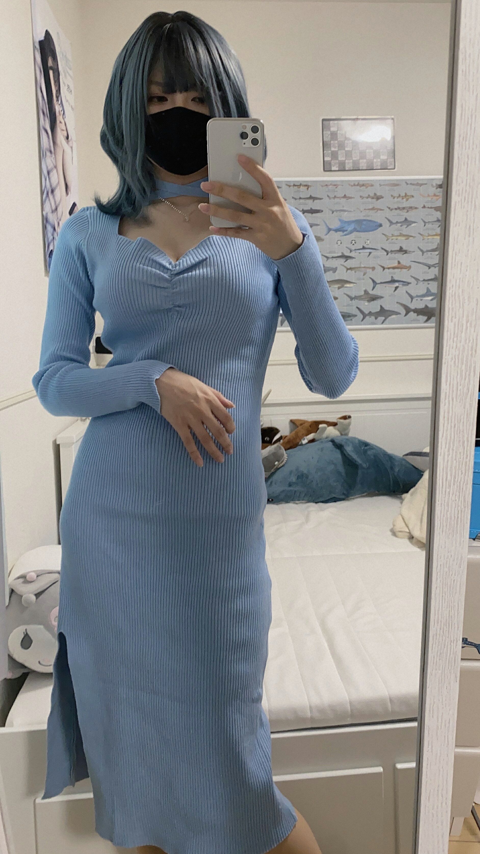 御伽樒 蓝卫衣+猫耳束缚 74