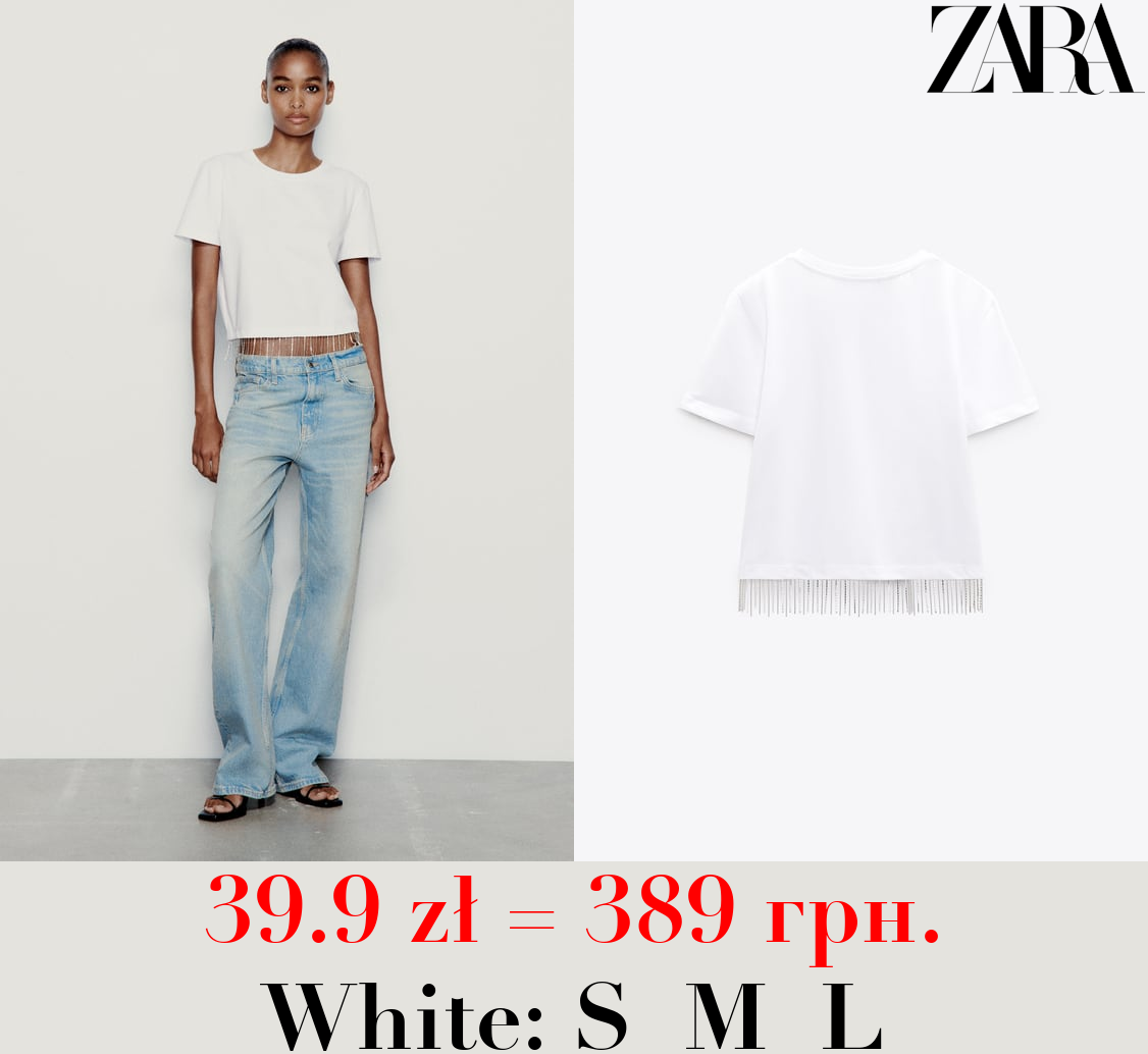 T-SHIRT WITH RHINESTONE FRINGING