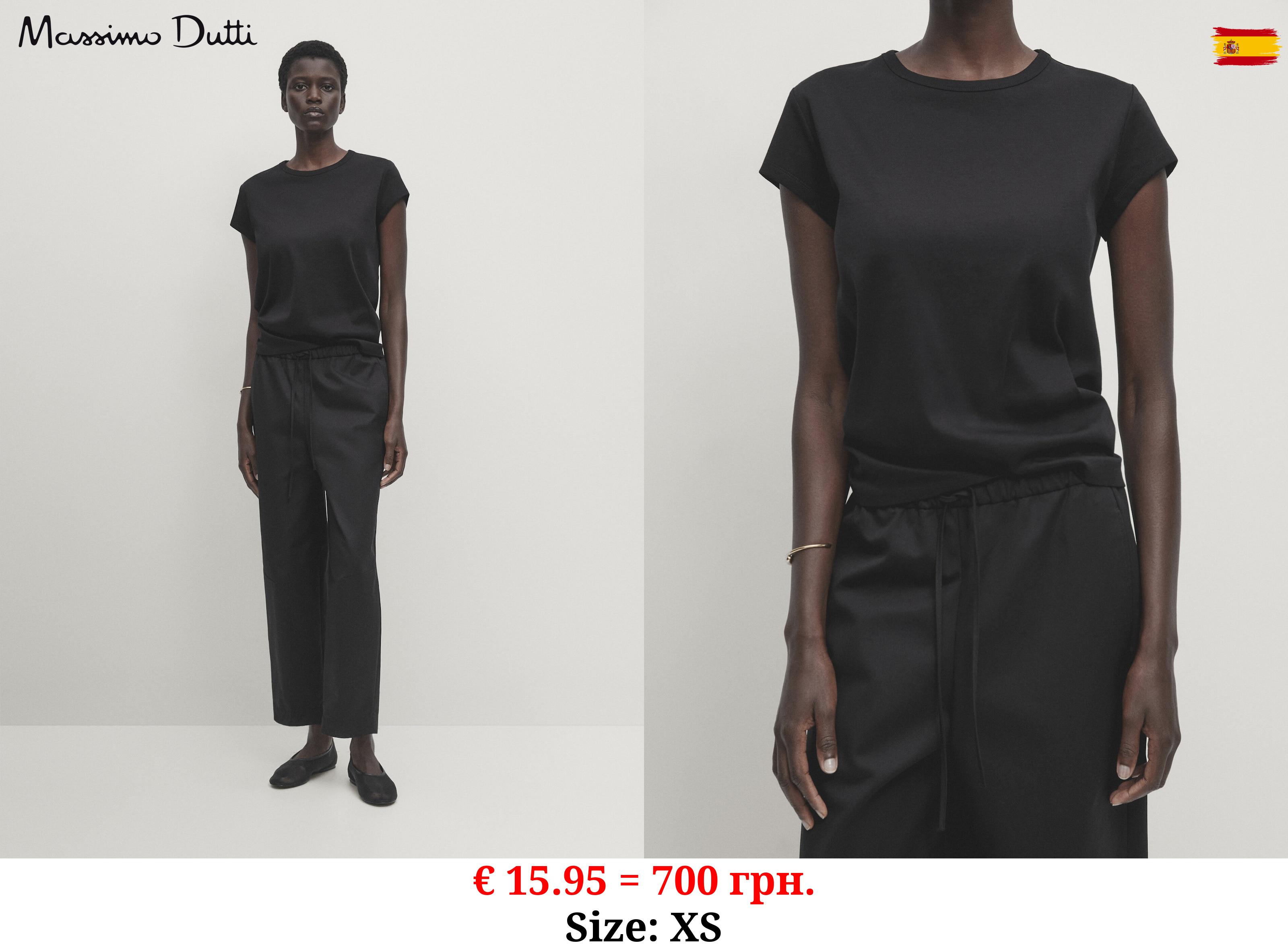 Short sleeve mercerised cotton T-shirt BLACK