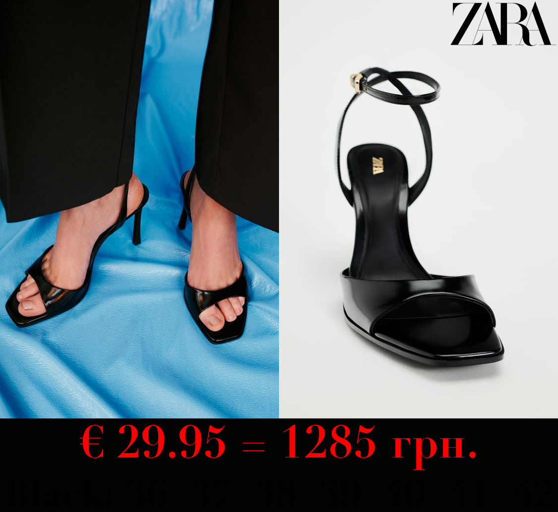 PATENT-FINISH HIGH-HEEL SANDALS