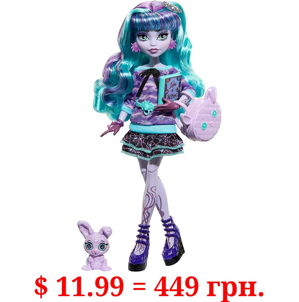 Monster High Doll, Twyla Creepover Party Set with Pet Bunny Dustin, Sleepover Clothes and Accessories