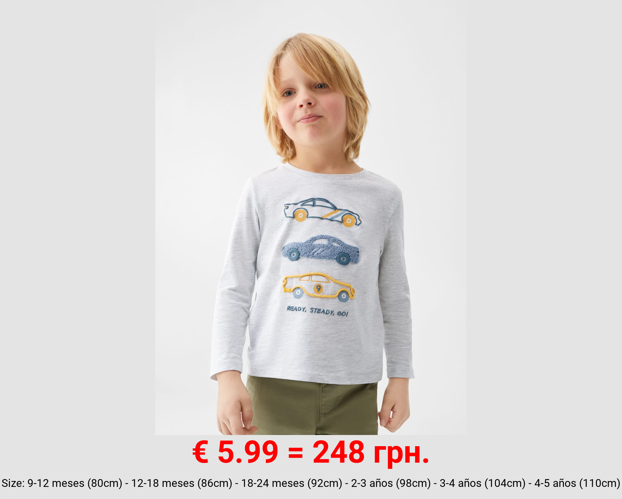 Camiseta manga larga estampado relieve