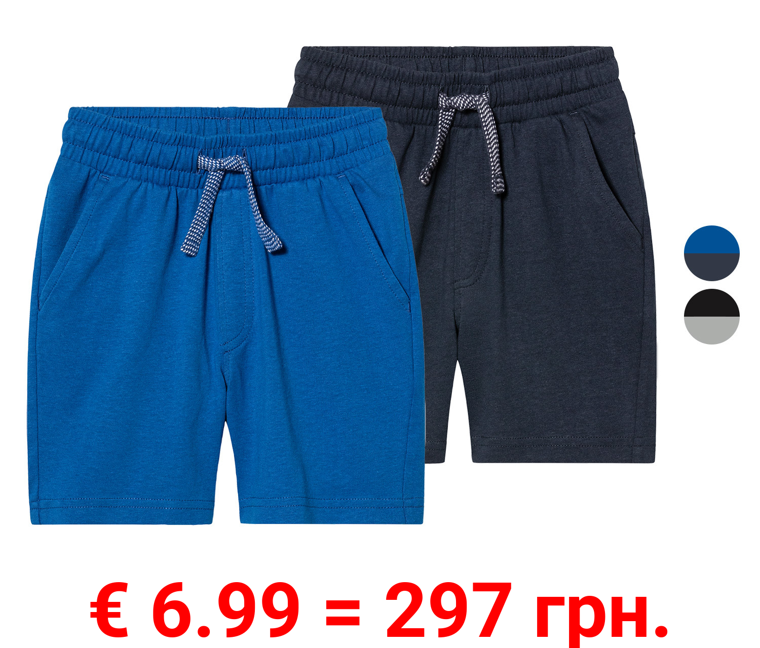 lupilu® Kleinkinder Shorts, 2 Stück, mit Baumwolle