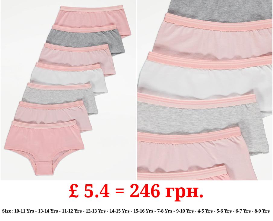 Pink Plain Short Briefs 7 Pack