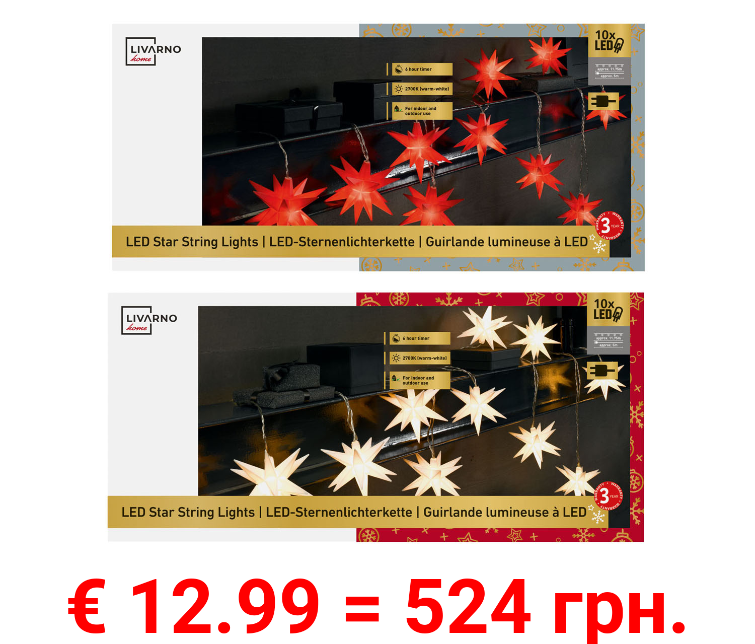 LIVARNO home LED-Sternenlichterkette, 10 LEDs