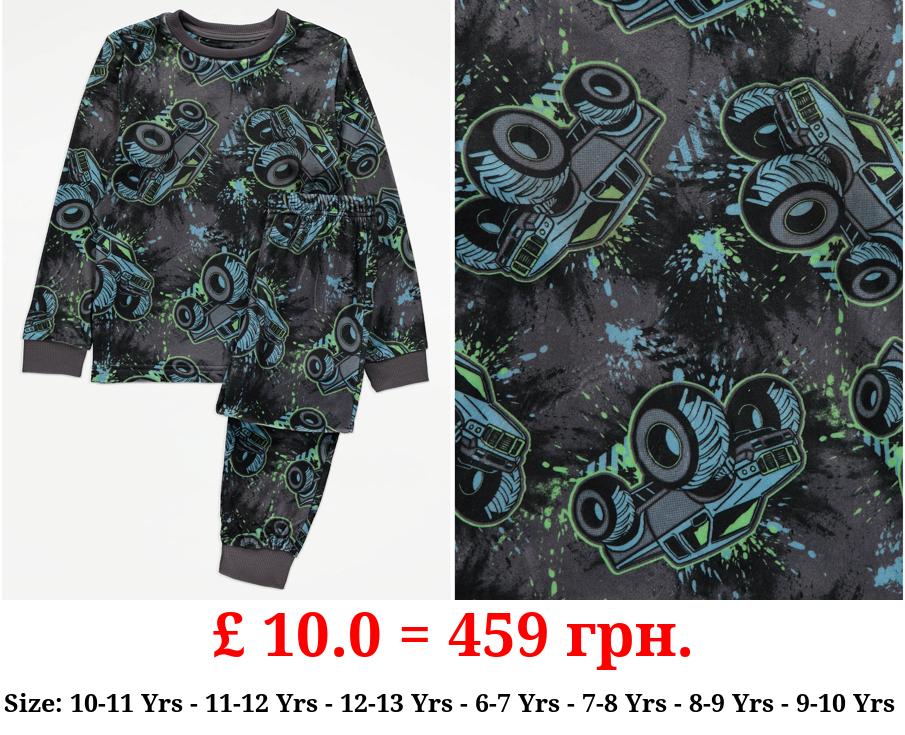 Grey Monster Truck Long Sleeve Pyjamas Gift Set