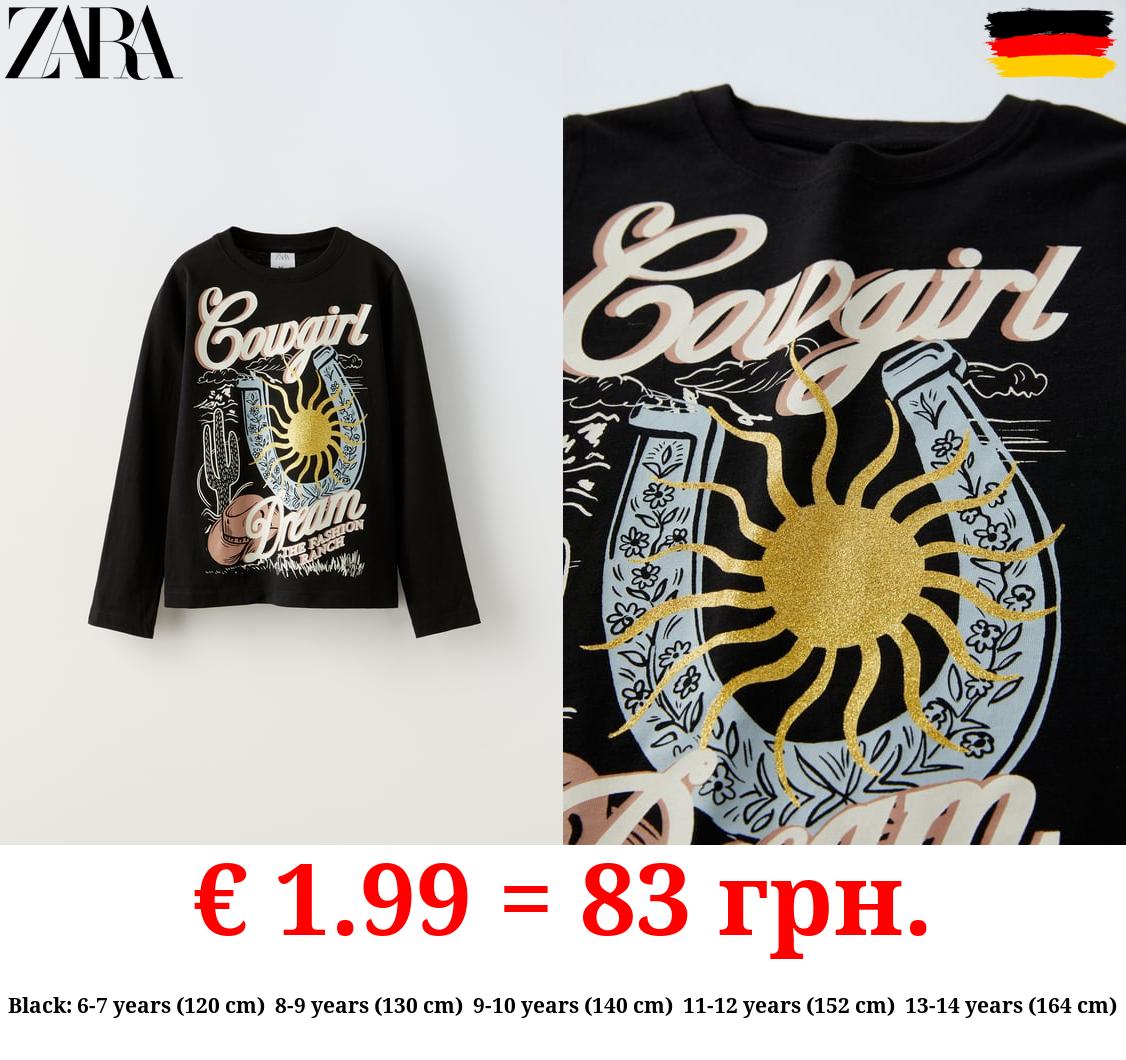 T-SHIRT WITH GLITTER PRINT