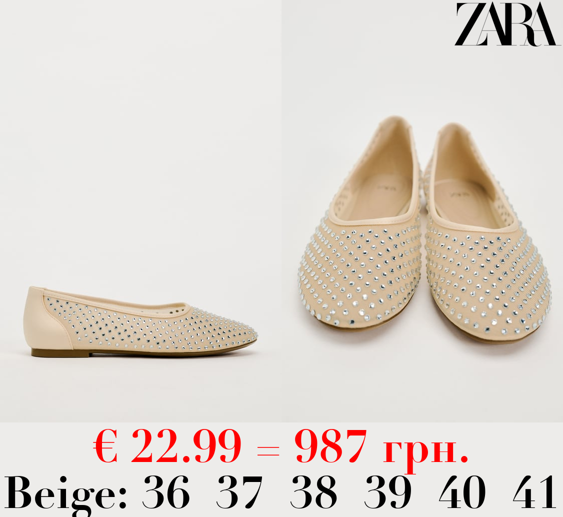 MESH BALLET FLATS WITH RHINESTONES