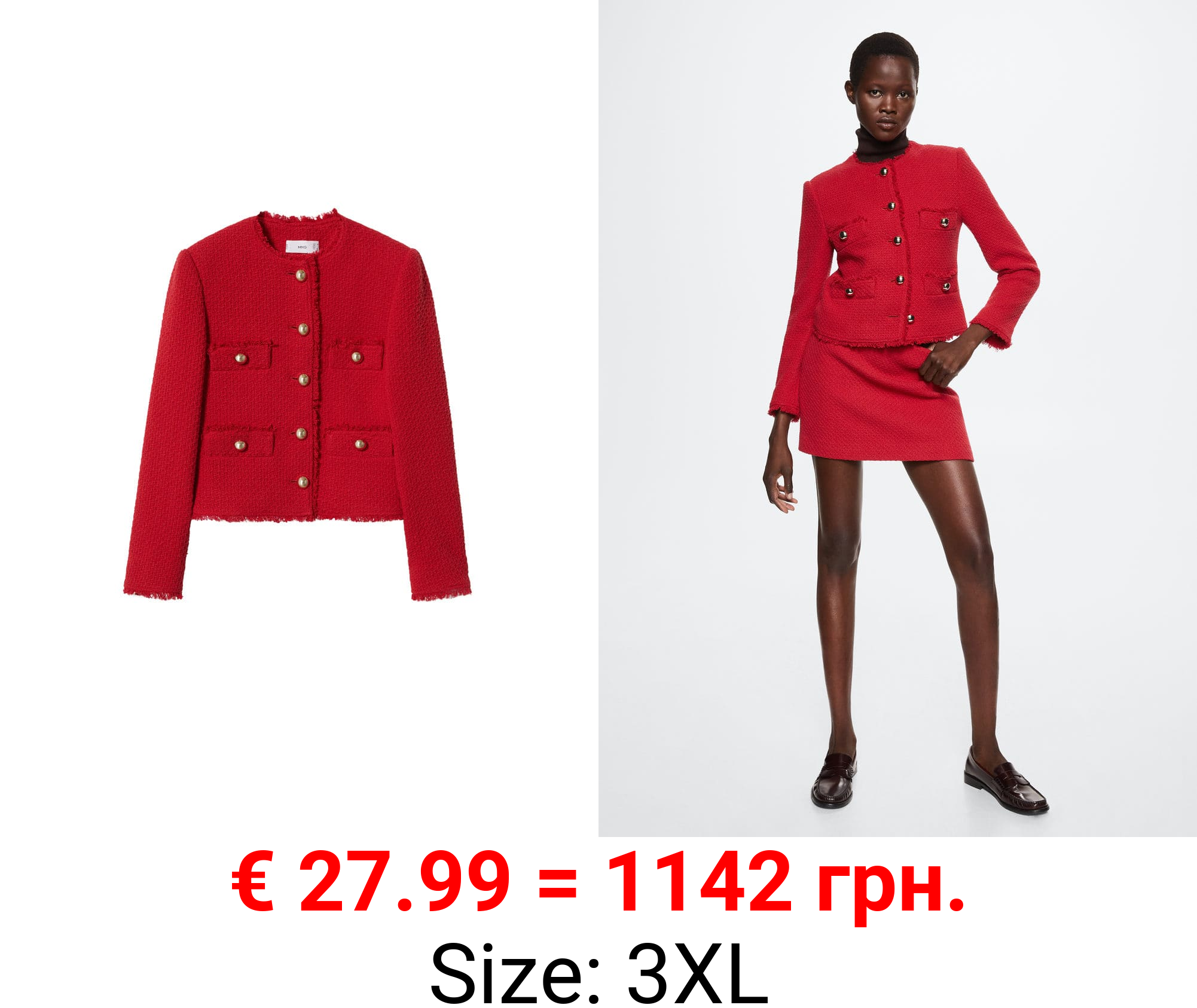 chaqueta tweed bolsillos