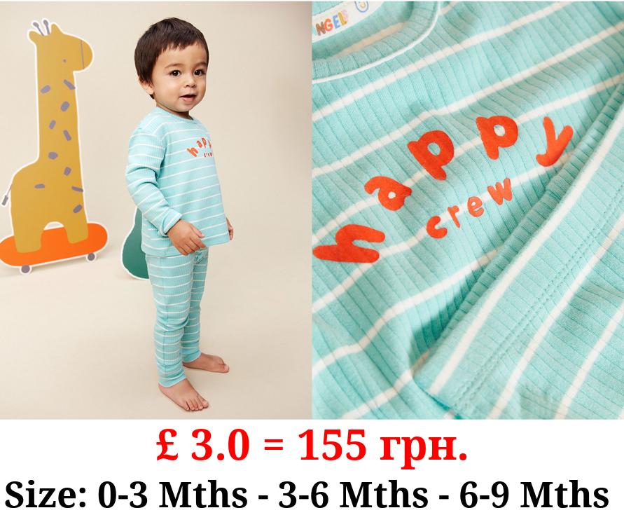 Little Angels Aqua Ribbed Long Sleeve Top and Leggings Outfit