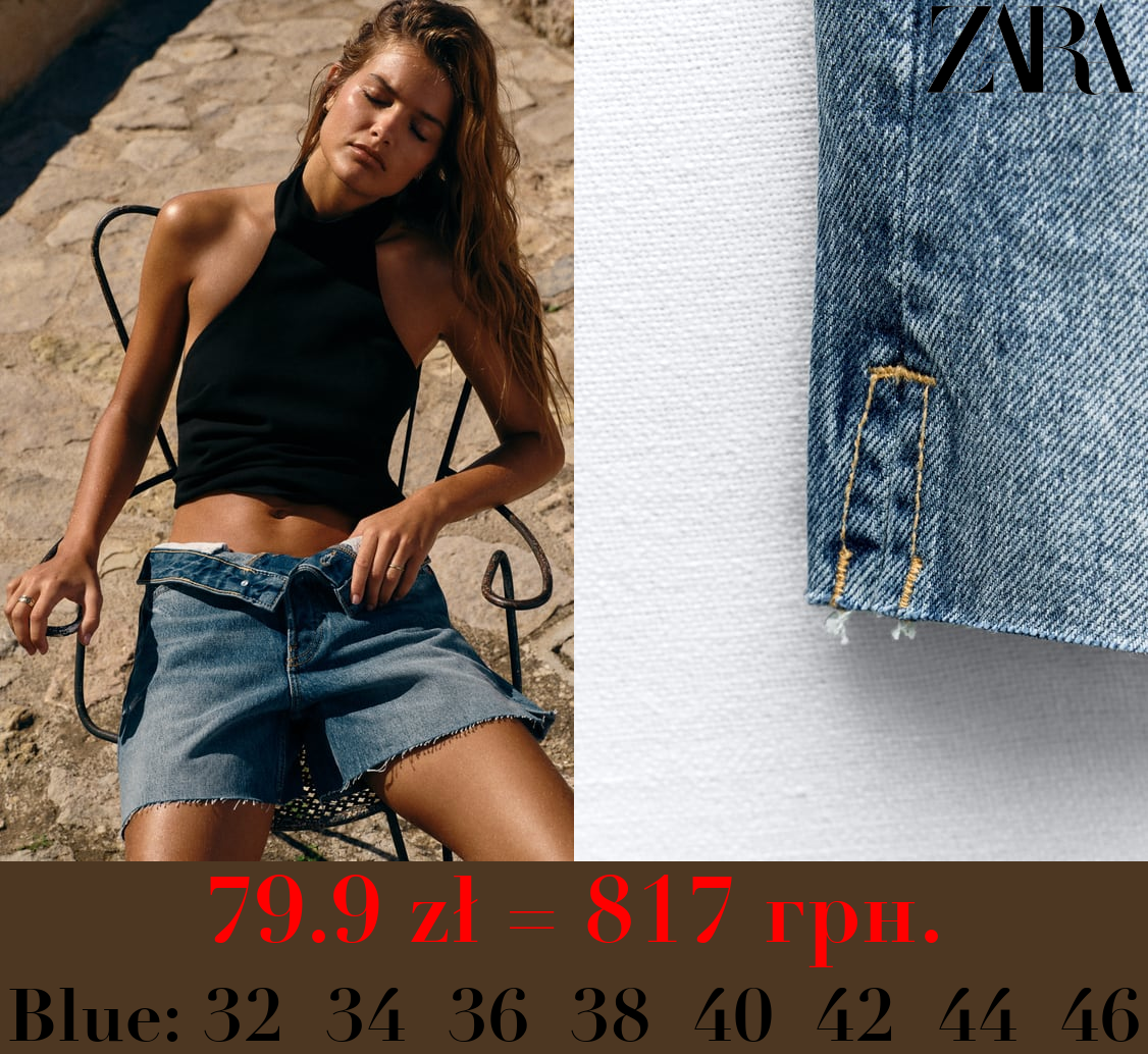 TRF BOYFRIEND MID-RISE DENIM BERMUDA SHORTS