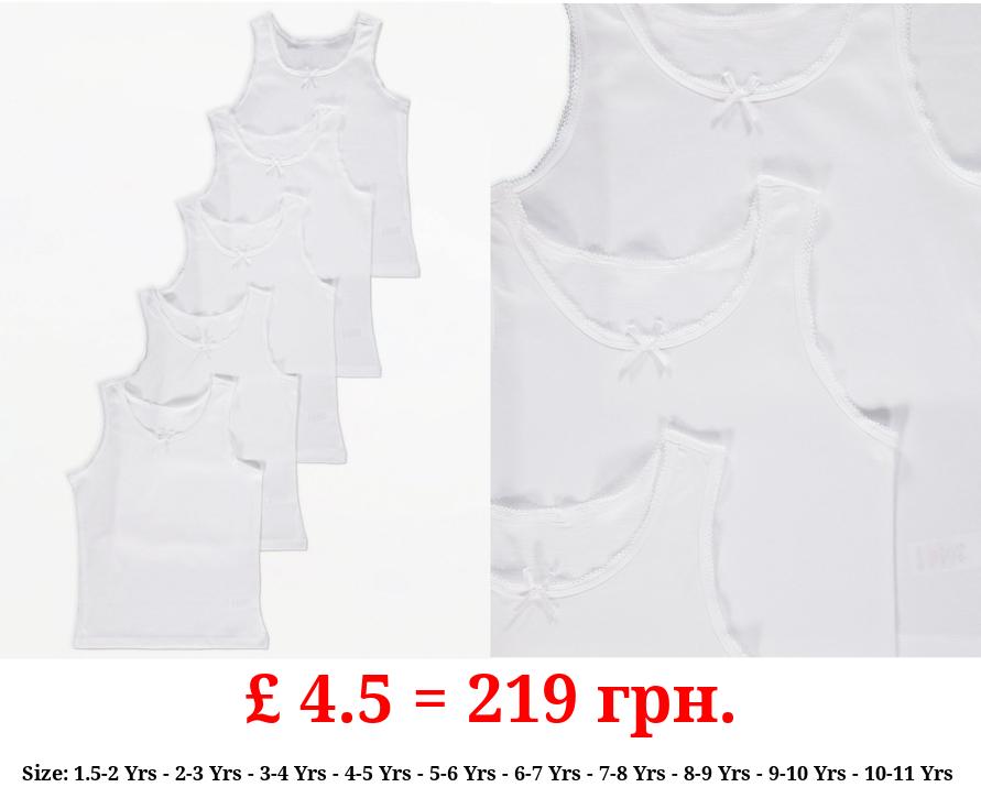 White Plain Vests with Bow 5 Pack