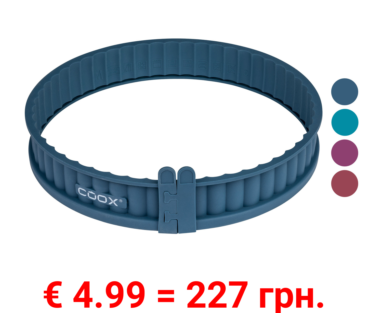 Coox Silikon-Quicheform mit Glasboden, platzsparend