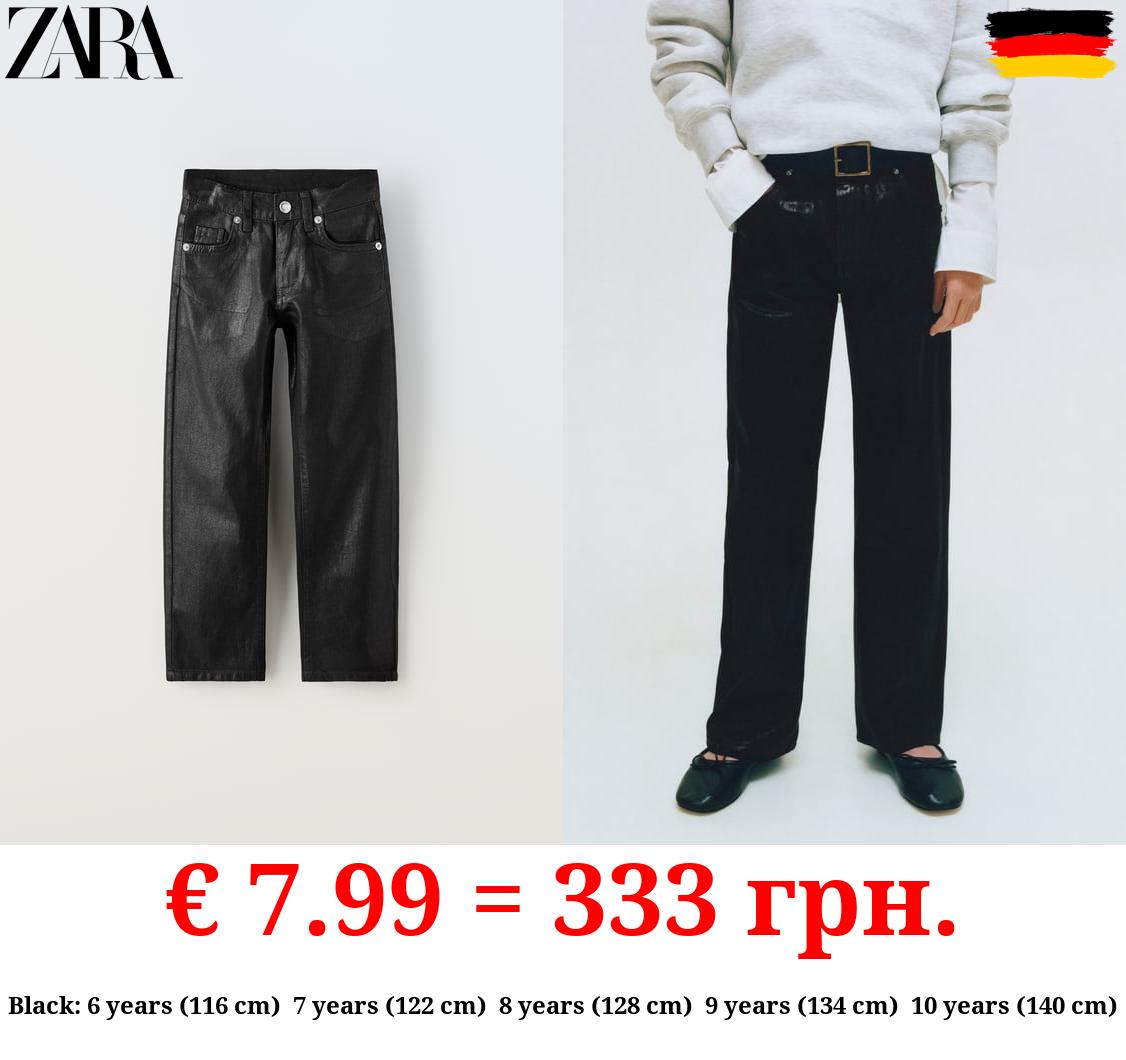 WAXED DENIM TROUSERS