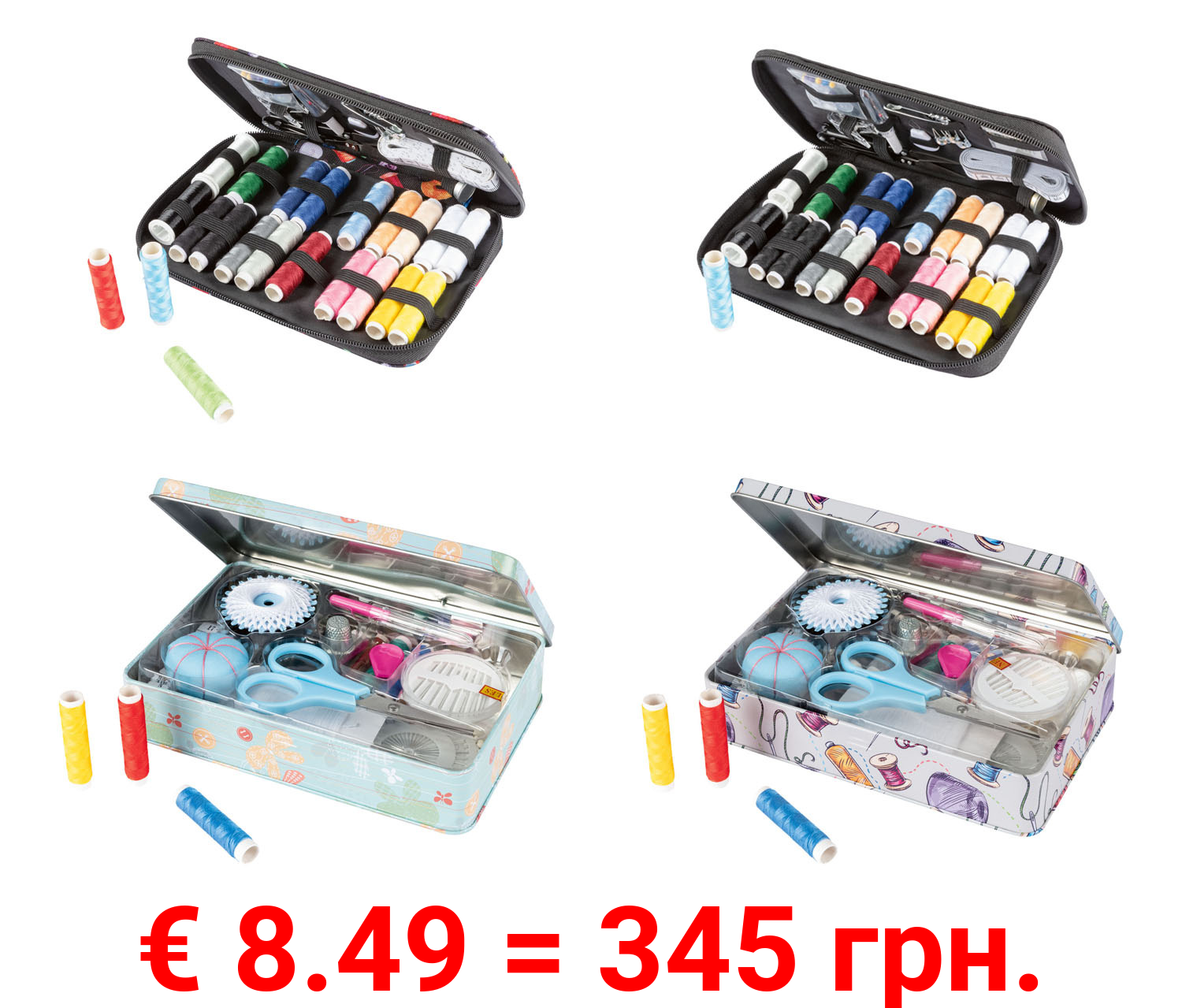 crelando Reise-Nähetui, 65-teilig / Nähzubehör-Schatulle, 101-teilig