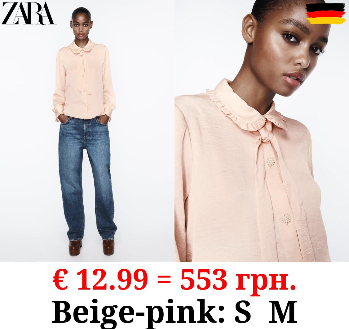 SHIRT WITH BOW AND FAUX PEARL BUTTONS