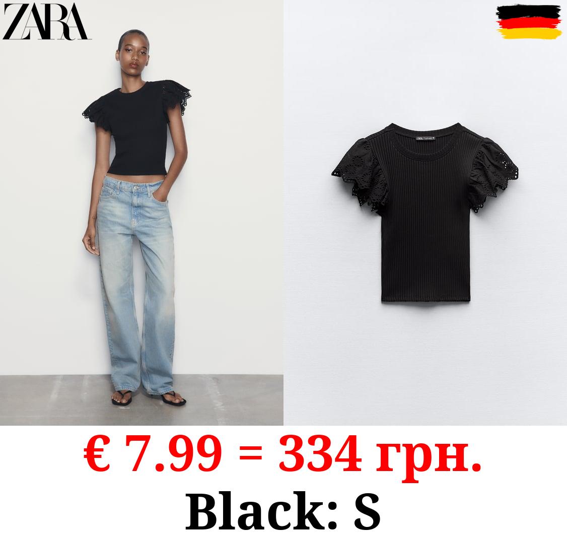 RIBBED TOP WITH CROCHET RUFFLE DETAILS