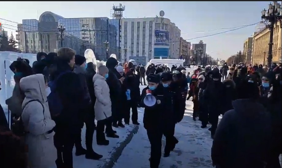 В Хабаровске проходит несанкционированная акция протеста