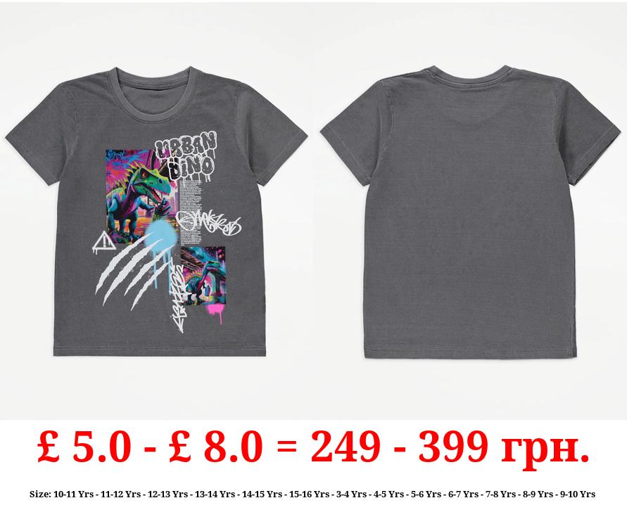 Charcoal Graffiti Dinosaur T-Shirt