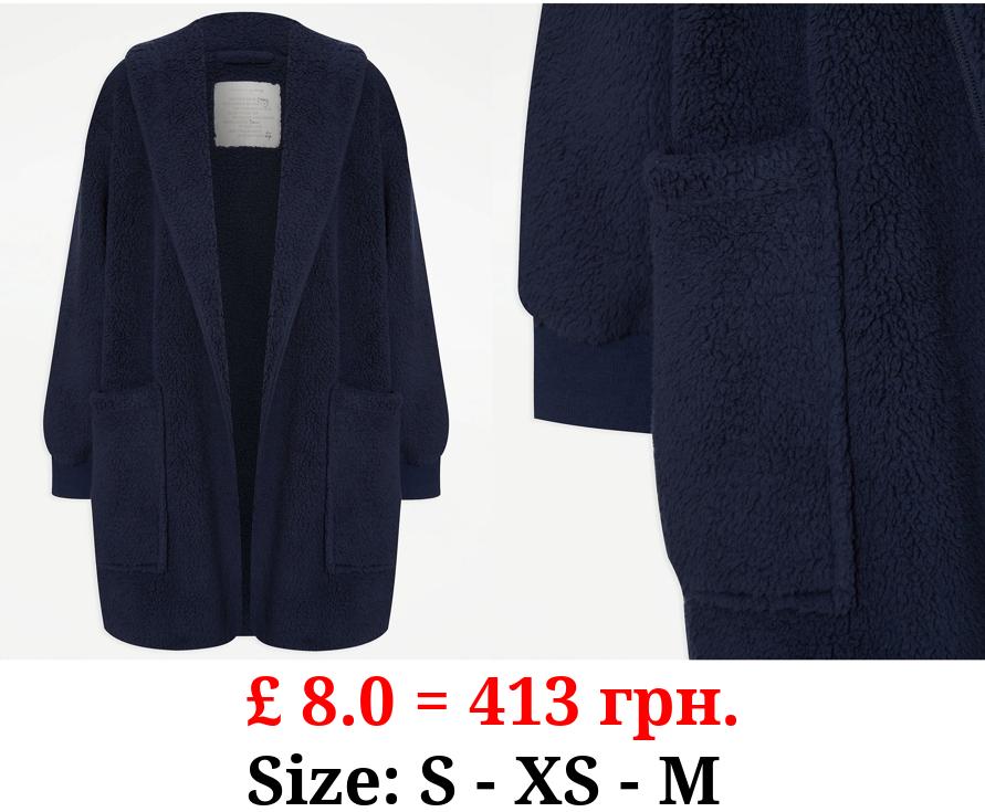 Navy Borg Fleece Lounge Cardigan